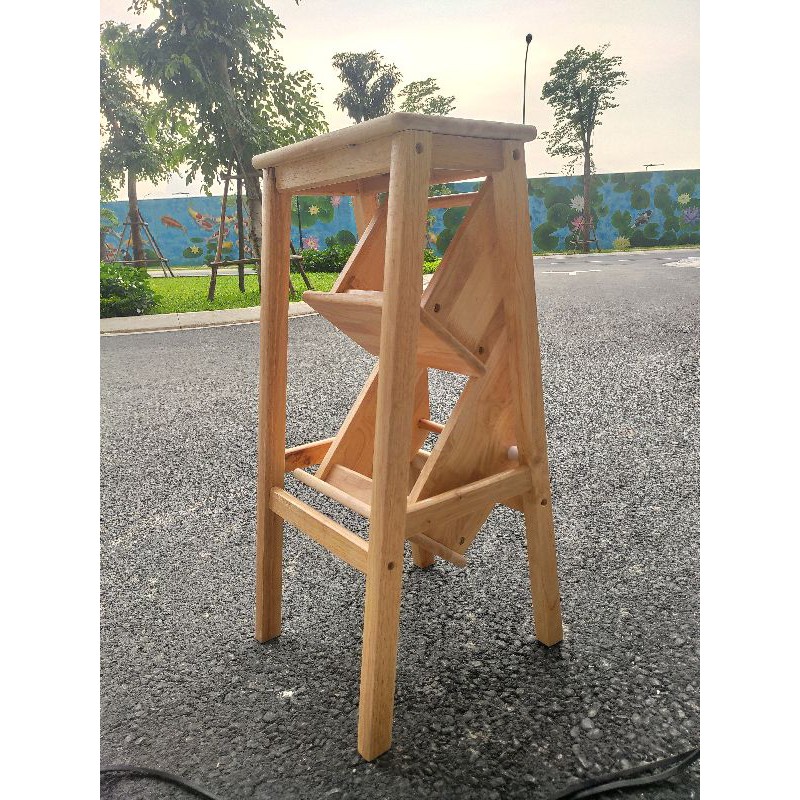 Ghế thắp hương, ghế thắp nhang gấp gọn thông minh bằng gỗ SEA DECOR gỗ cao su sơn PU siêu bền, siêu chắc chắn
