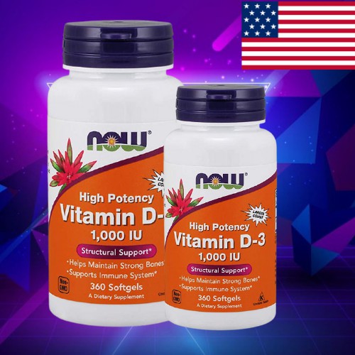 VITAMIN D3 1000IU | Viên Uống Bổ Sung Now Vitamin D3 1,000IU [180 và 360 Viên] - Chính Hãng Tại Shape Store