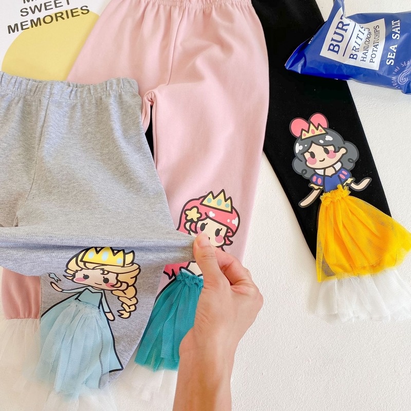 quần legging Elsa cho bé gái Vải Cotton In Hoạt Hình Công Chúa Thời Trang Xuân Thu Cho Bé Gái Từ 3-11 Tuổi