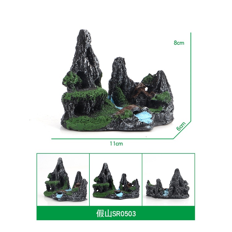 Hòn Non Bộ Mini Bằng Nhựa resin Trang Trí Bể Cá