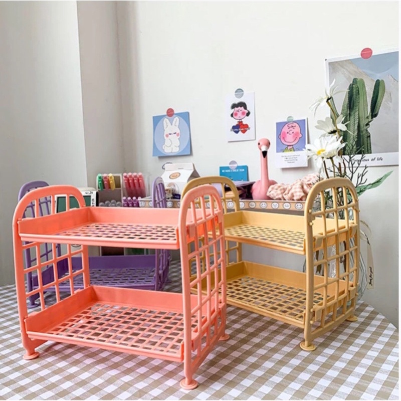 [Ảnh thật]Kệ Nhựa Mini 2 Tầng Mini Đựng Đồ Đa Năng Siêu Xinh