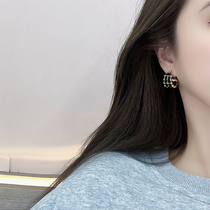 Khuyên tai kẹp không bấm lỗ chốt cố định K130 bằng hợp kim mạ vàng hình chữ C bigsize dáng ngắn Leous Accessories