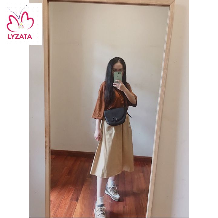 Chân váy kaki dài xòe nữ tính điệu đà thiết kế cao cấp bigsize ULzzang LYZATA Z003
