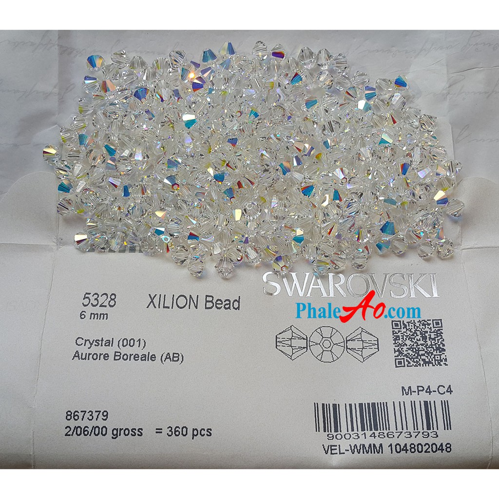 10v Pha lê Áo Swarovski hạt nón 3,4,5,6mm 001AB 5328 lấp lánh sắc cầu vồng - PhaleAo