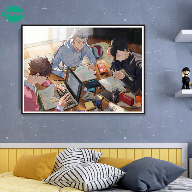 5D Full Round Drill DIY Diamond Haikyuu Picture Japanese Anime Wall Sticker Handmade Painting Home Decor 30*40cm