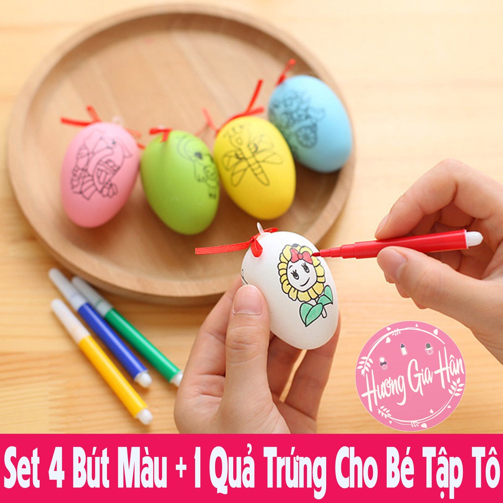 Set 4 Bút Màu Kèm 1 Quả Trứng Có Hình Giúp Bé Tập Tô Vẽ