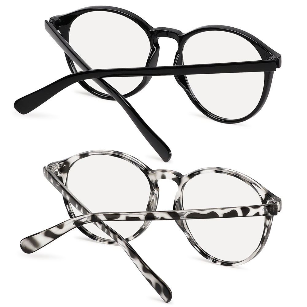 Kính cận gọng tròn chống tia UV chống ánh sáng xanh màu đen / da báo phong cách cổ điển 1.0 ~ - 4.0 độ