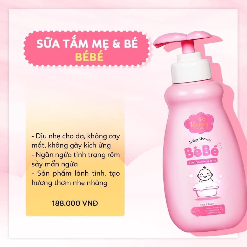 SỮA TẮM VÀ GỘI CHO BÉ BEBE HONEY PINK 300ML CHÍNH HÃNG - 10498