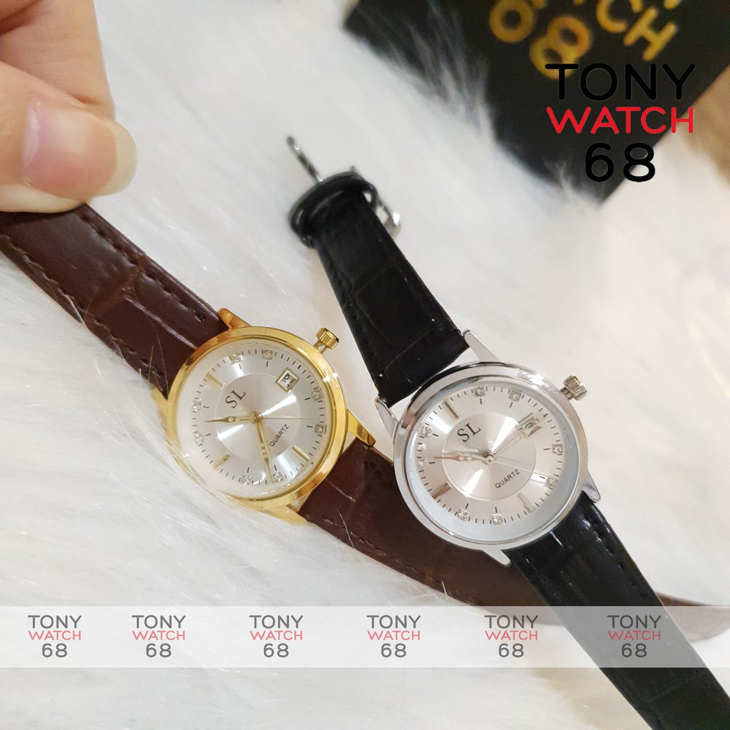 Đồng hồ đôi nam nữ SL dây da có lịch chống nước Tony Watch 68 | BigBuy360 - bigbuy360.vn