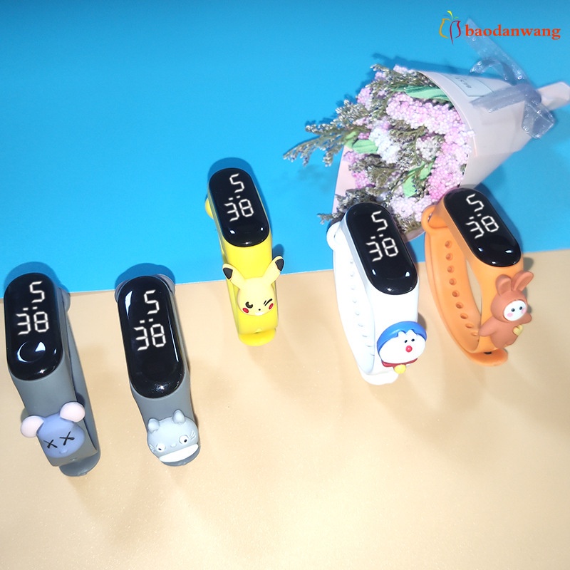 Đồng hồ đeo tay màn hình hiển thị LED điện tử màu trắng chống thấm nước thiết kế hoạt hình đáng yêu dành cho trẻ em Mi 3