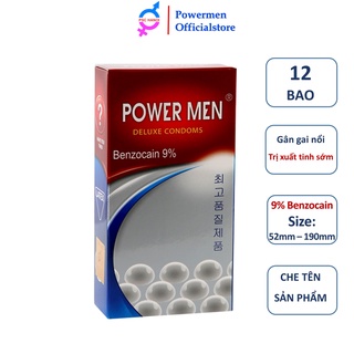 [POWERMEN] Bao cao su POWERMEN siêu mỏng gân gai nổi KÉO DÀI THỜI GIAN POWERMEN NGỌC TRAI chứa 9% Benzocain