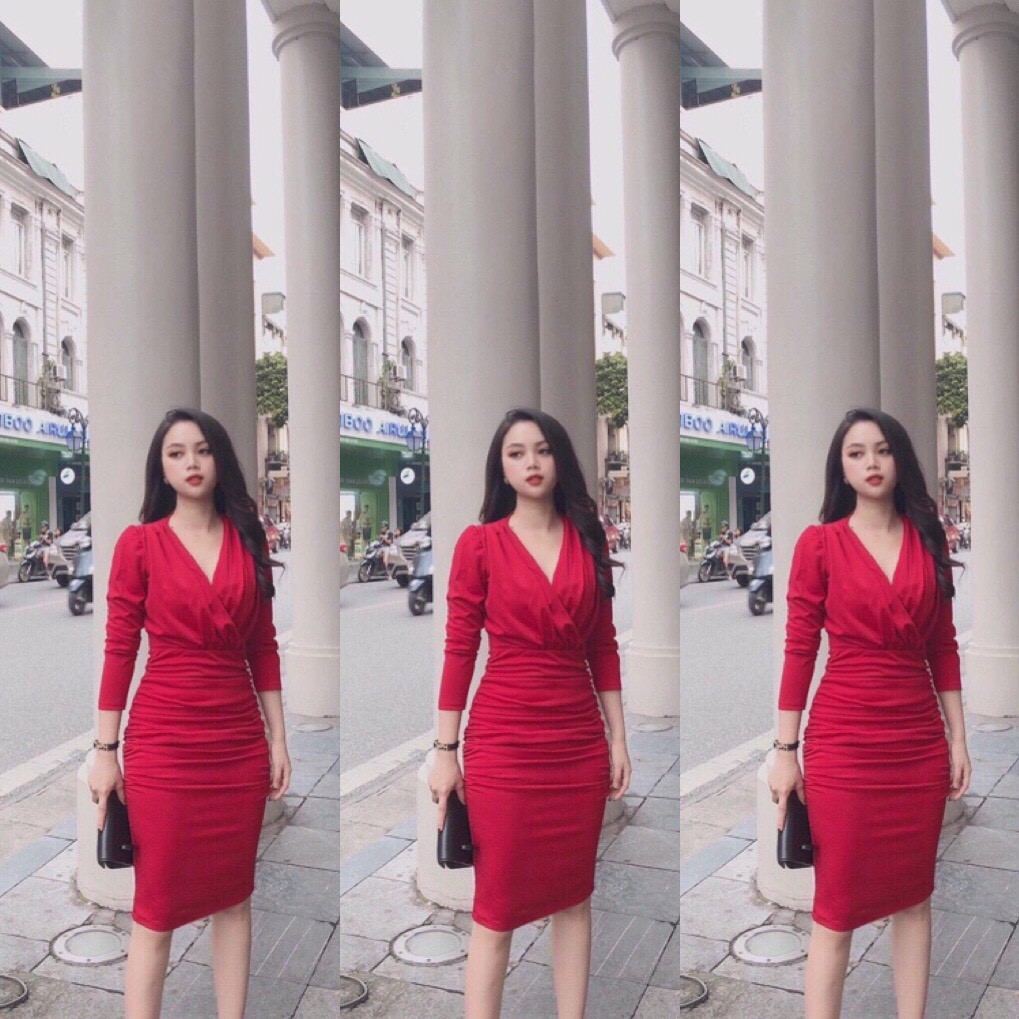 Đầm Topshop body cổ V tay dài