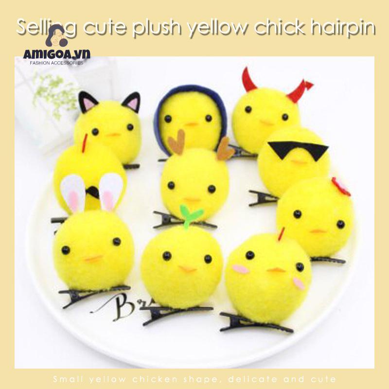 ✨✨ Kẹp Tóc Hình Gà Nhồi Bông Ba Chiều Màu Vàng Nhỏ Nhắn Dễ Thương Dành Cho Trẻ Em
