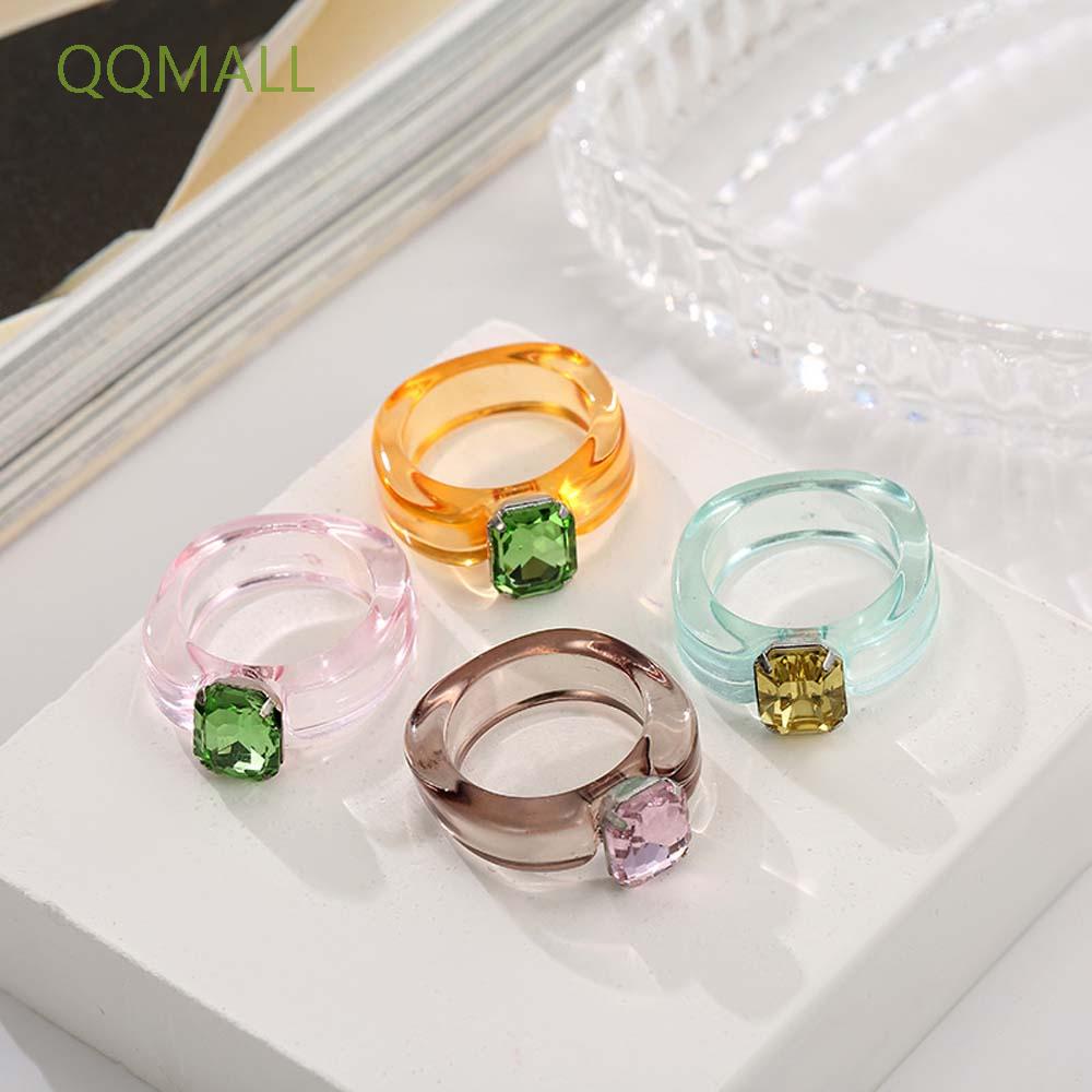 Nhẫn Nhựa Acrylic Trong Suốt Nhiều Màu Sắc Phong Cách Vintage Thời Trang Cho Nữ