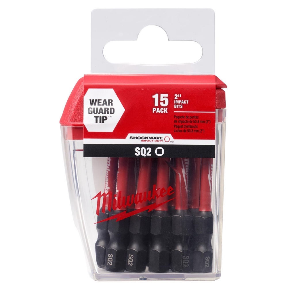 Bộ Mũi Vít Vuông MILWAUKEE SHOCKWAVE 2inch SQ2  Chính Hãng