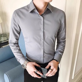 Áo sơmi nam trơn dài tay