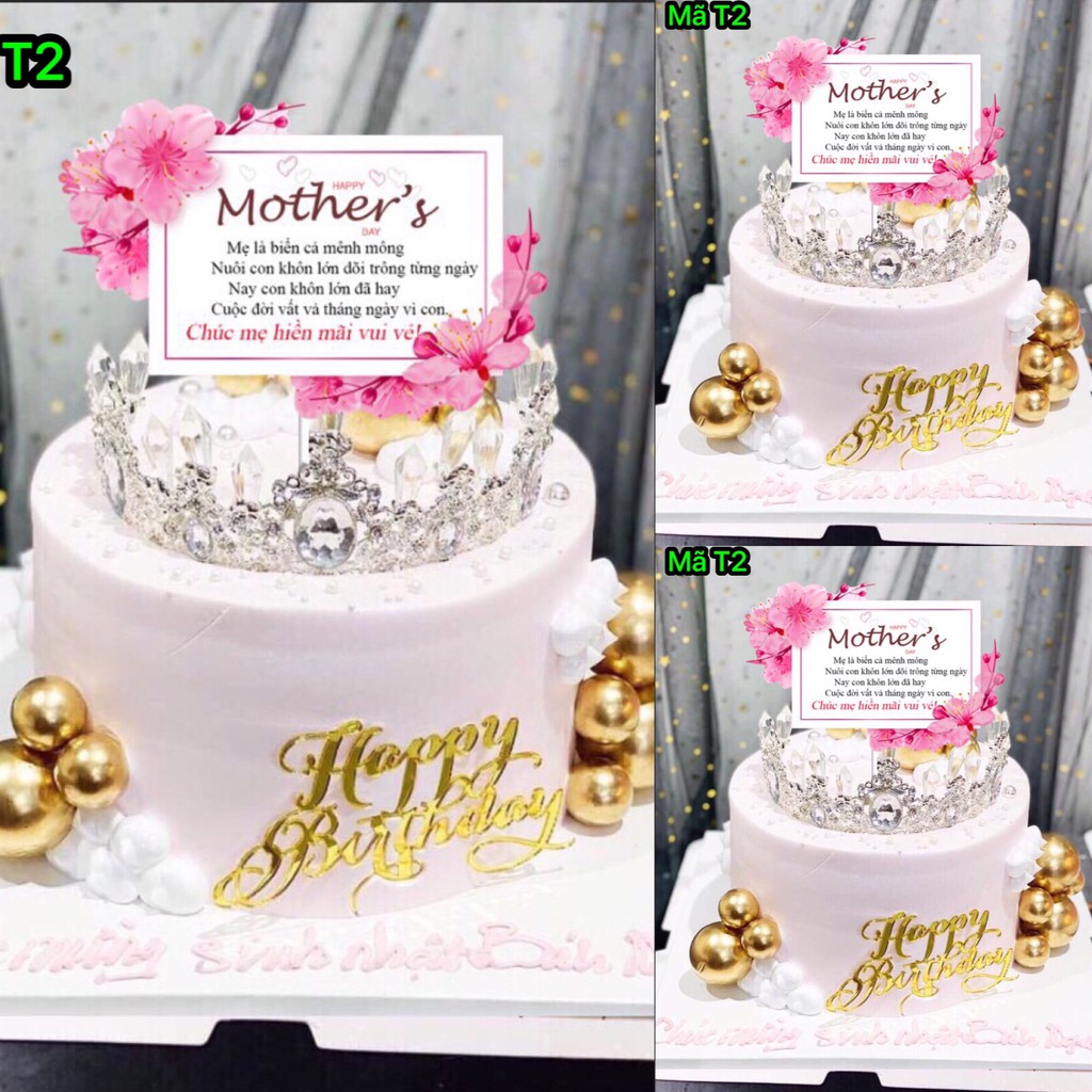 Trang Trí Bánh Sinh Nhật Bánh Kem - SET 10 THẺ GIẤY MỪNG NGÀY CỦA MẸ - HAPPY MOTHER'S DAY mẫu T2