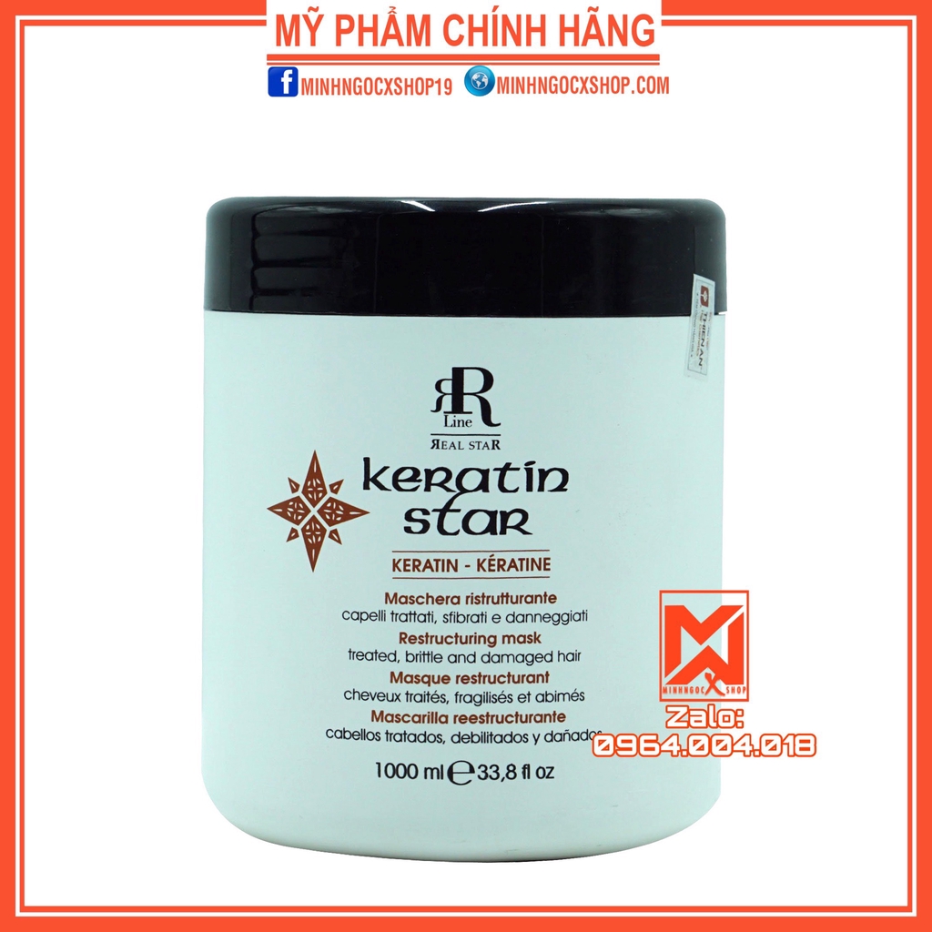 ✅[ RR LINE ] Ủ TÓC -KEM Ủ TÓC PHỤC HỒI DƯỠNG ẨM KERATIN STAR 1000ML CHÍNH HÃNG