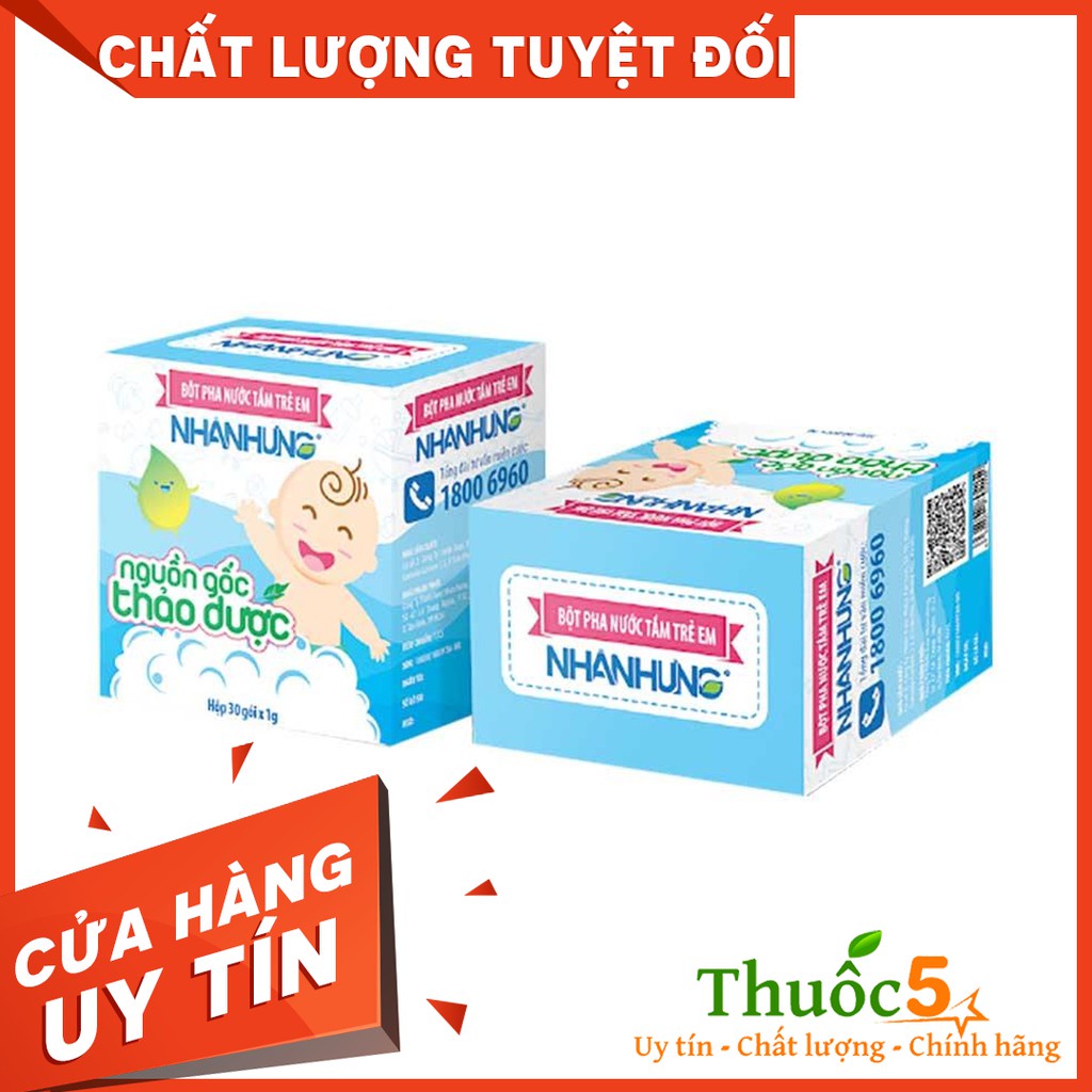 Bột pha nước tắm trẻ em Nhân Hưng - Hộp 30 gói