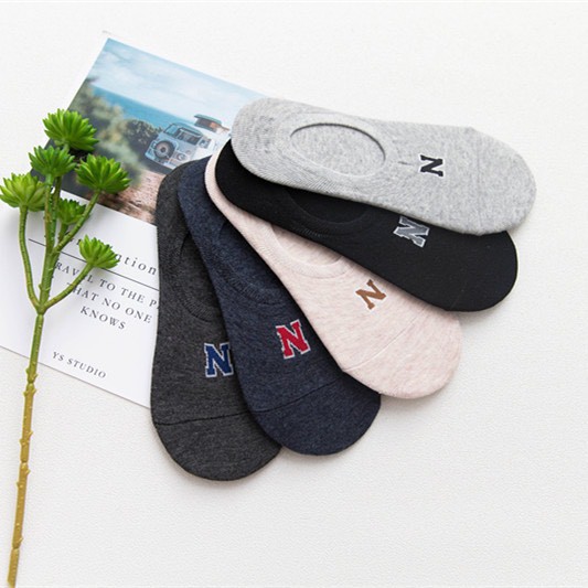 Combo 5 Đôi Tất hài nam Túi Zip - tât lười nam thoáng khí Chữ N chống tụt