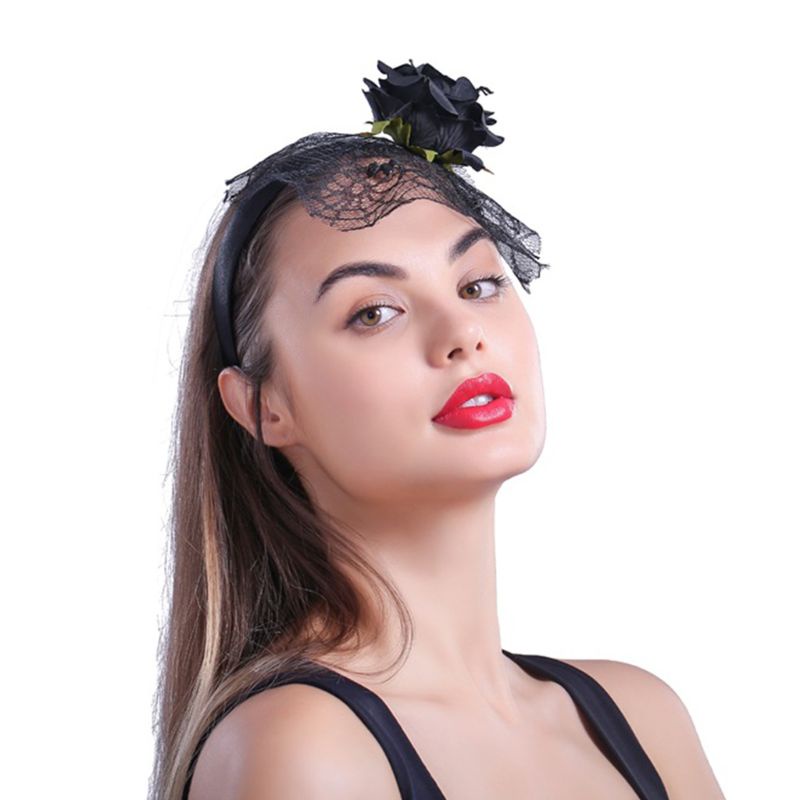 Flgo Băng Đô Nhung Hóa Trang Đầu Lâu Hoa Hồng Nở Trong Ngày Halloween