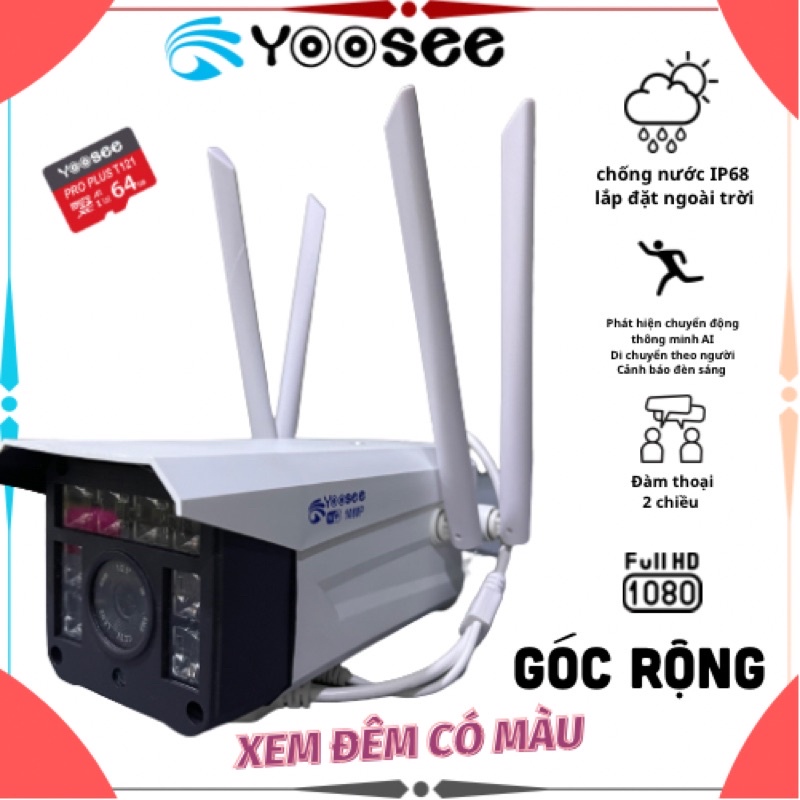 Camera IP YooSee lắp ngoài trời - Xem đêm có màu FHD 2.0mpx Siêu nét DB968
