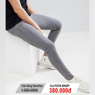 BERSHKA - Quần Jean Nam Skinny Màu Xám Nhạt