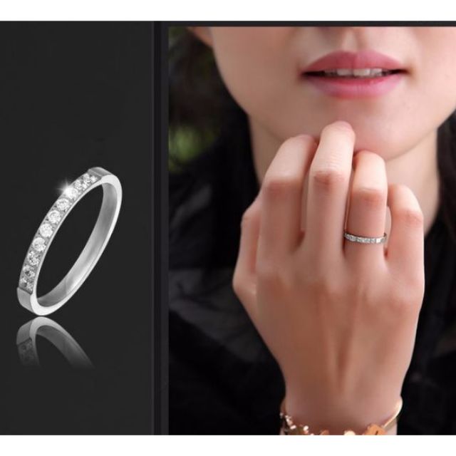 NHẪN TITAN ĐÍNH ĐÁ TRẮNG