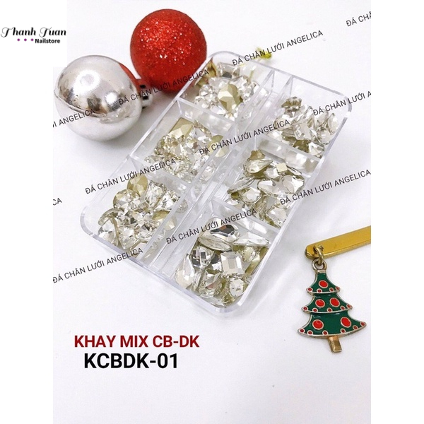 Khay 100v Đá khối mix Đá chân bằng Angelica- Phụ kiện đồ nail