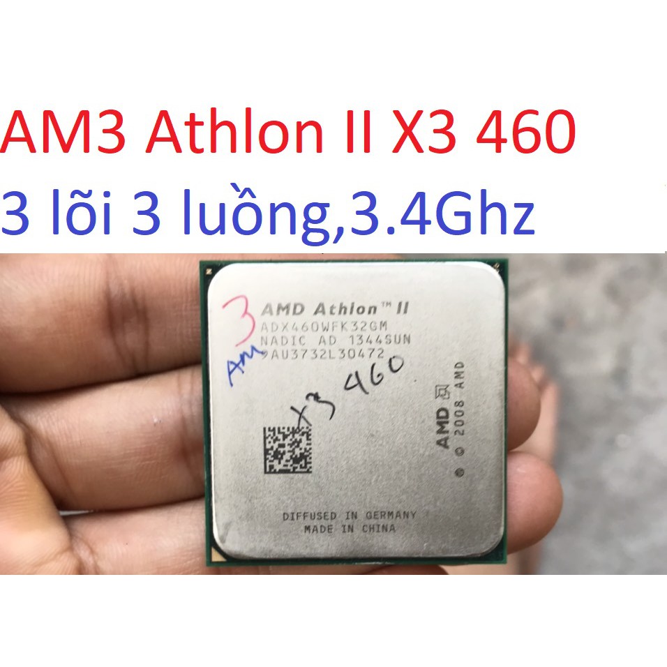 tặng keo - bộ vi xử lý CPU AMD Athlon II X3 460 socket AM3 cho máy tính pc processor ADX460WFK32GM