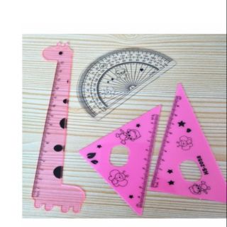 Bộ   4 món êke, đo độ,  thước  kẻ