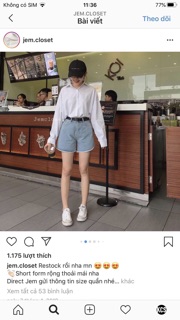 🔥Quần Short Jeans Trơn Lưng Cao💮