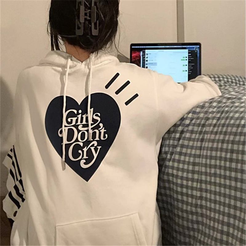 ZHELIHANGFEI Áo Hoodies Tay Dài Hoạ Tiết Trái Tim Phong Cách Preppy