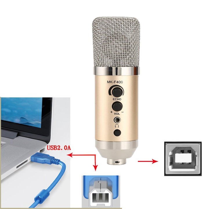 [MÃ ELHACE GIẢM 4% ĐƠN 300K] MICRO MÁY TÍNH THU ÂM, HỌC TẬP, LIVE STREAM MK-F400USB