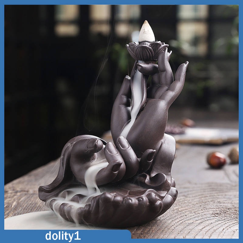 Giá đỡ đốt trầm hương hình bàn tay Phật/hoa sen