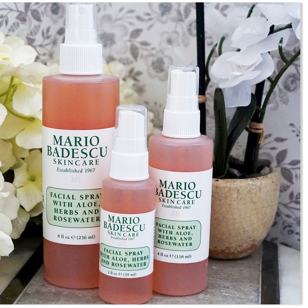 [Mã giảm giá mỹ phẩm chính hãng] Toner xịt Mario Badescu Facial Spray Cucumber and Green Tea / Herbs & Rosewater