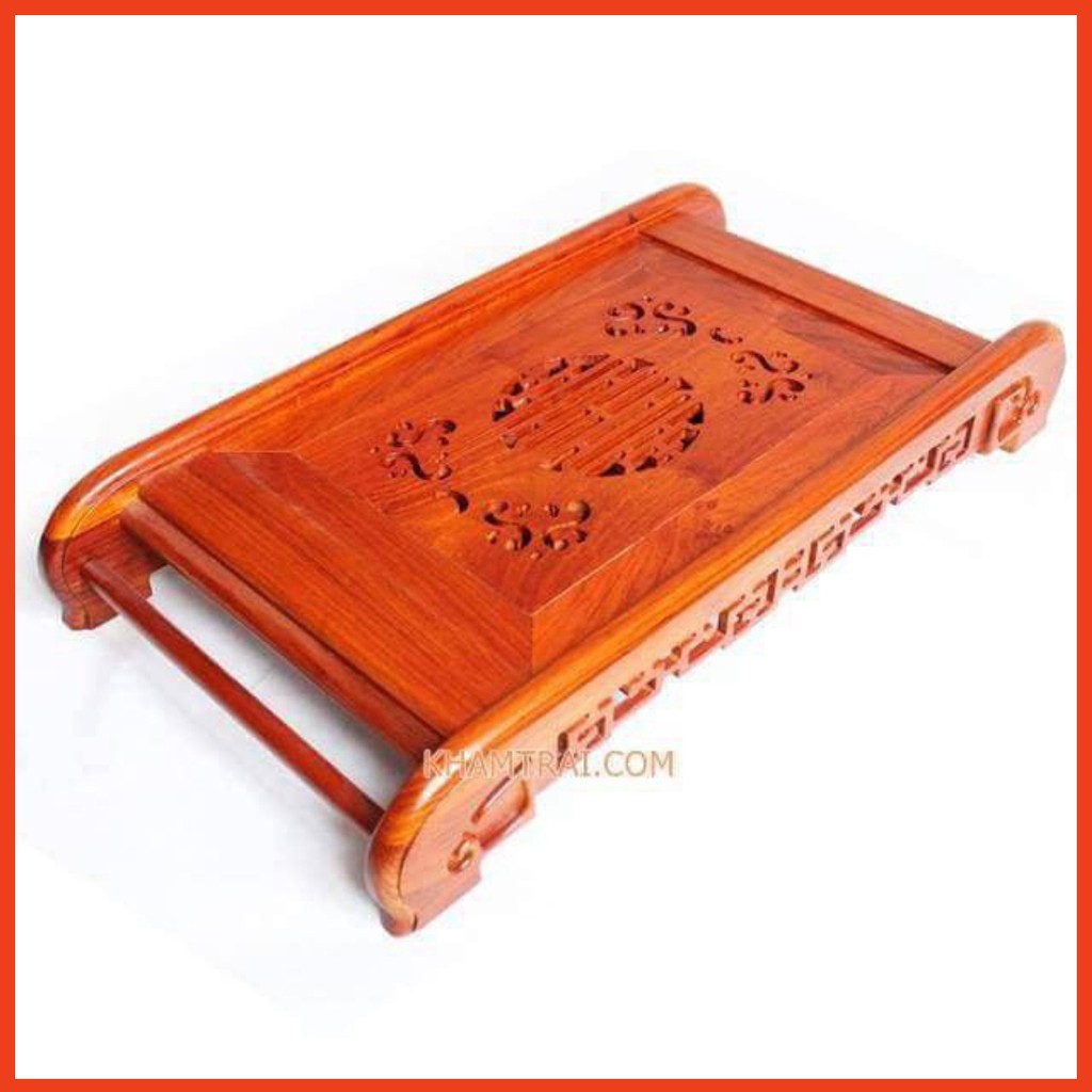 Khay trà chân cuốn gỗ hương-Khay trà cuốn thư-Khay trà gỗ hương