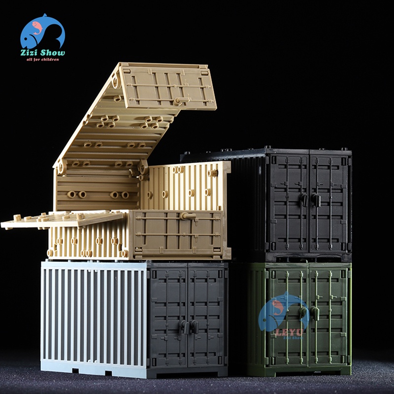 Leyu moc Khối Lắp Ráp Mô Hình Cảnh Sát container Mini