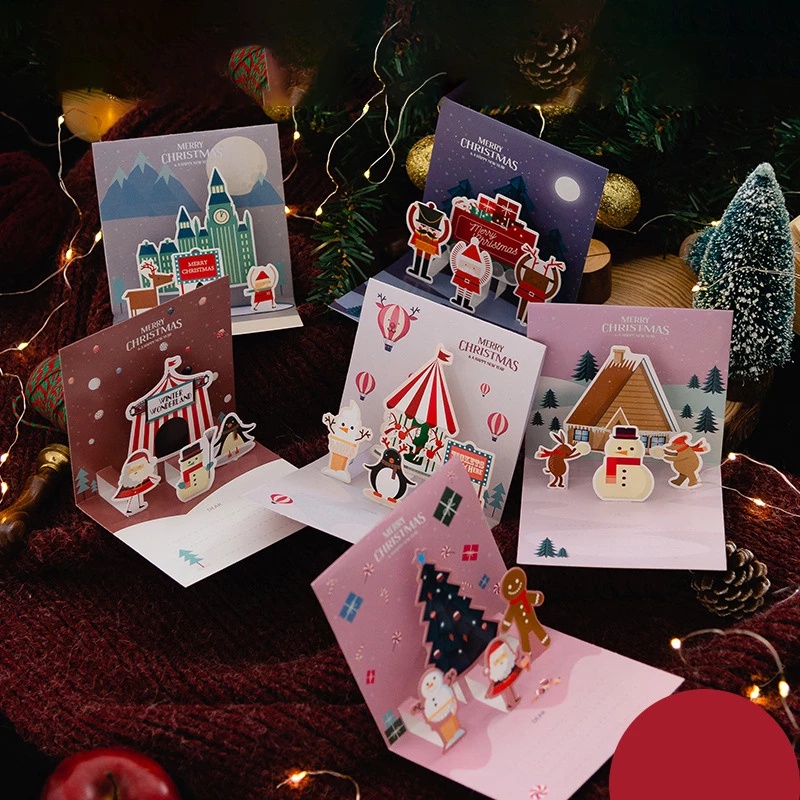 Thiệp Giáng Sinh 3D Hình Ông Già Noel Xinh Xắn Thẻ