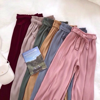 Quần ống rộng xếp ly nơ to