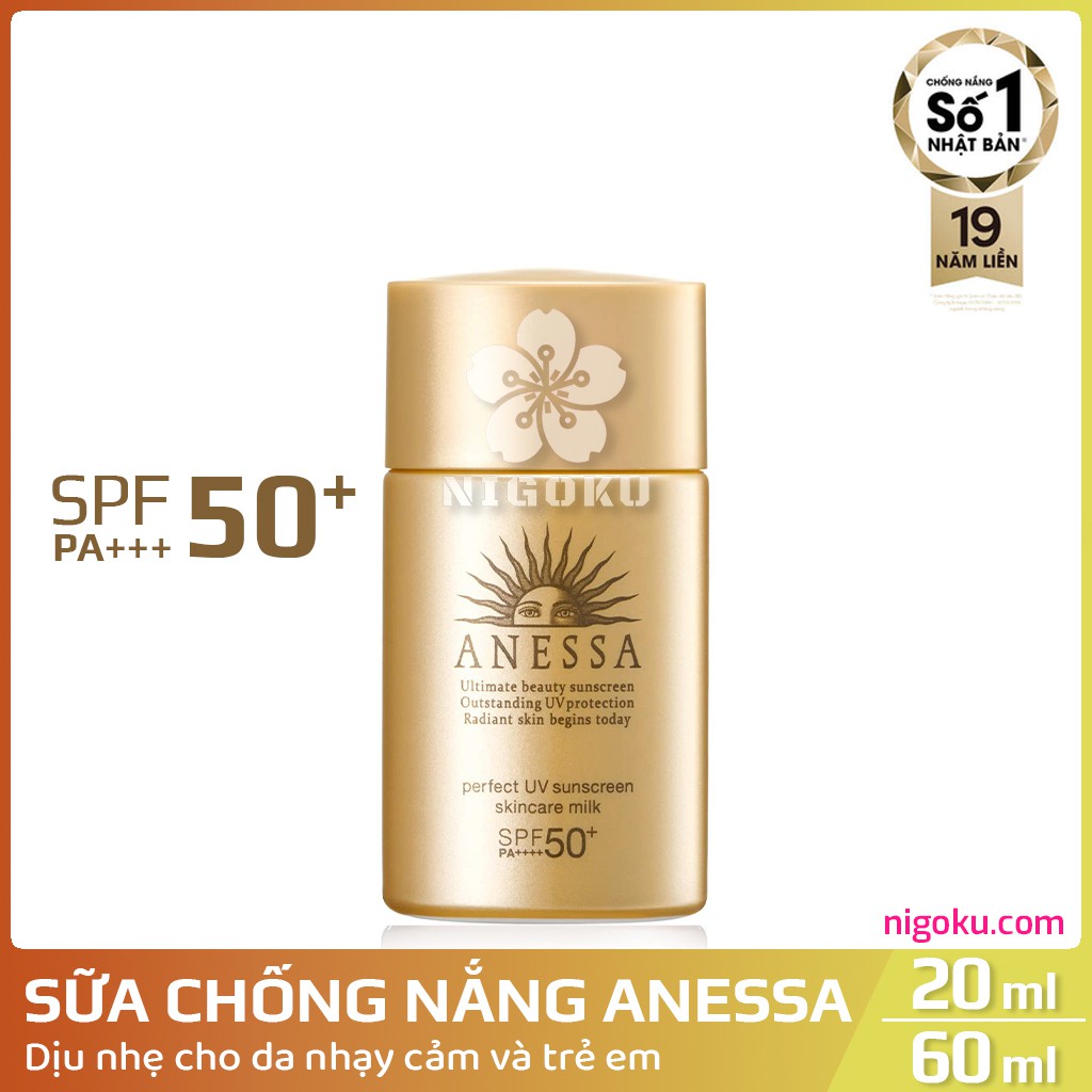 Sữa chống nắng Anessa Perfect UV Sunscreen Skincare Milk SPF50+, PA++++ 20ml/60ml