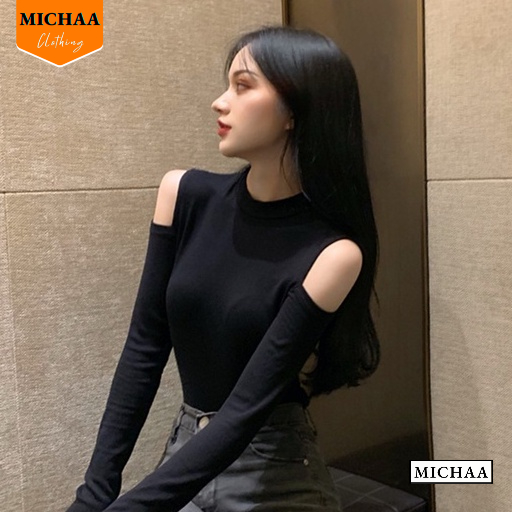 Áo Thun Nữ Tay Dài CỔ LỌ HỞ VAI Ôm Body, Áo Thun Kiểu Sexy Chất Thun Gân - MICHAA ADD09