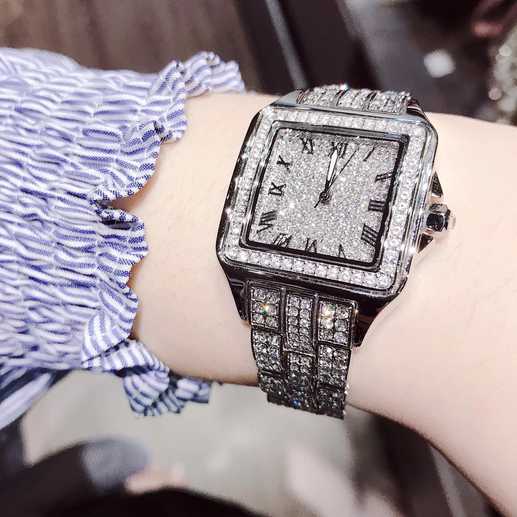 Đồng Hồ Nữ Davena Vuông Đính Đá Silver 30mm