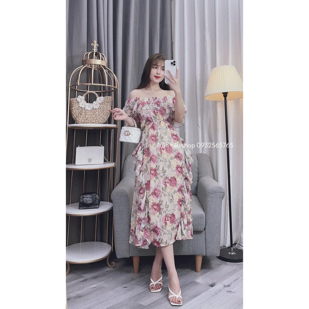 váy đầm hoa trễ vai bèo tầng maxi tuyệt đẹp cho các nàng thơ (HÌNH THẬT CỦA SHOP)❣️MS 3006183