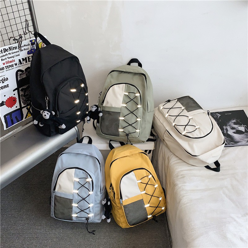 Balo unisex  phong cách đường phố có dung tích lớn có dây phản quang