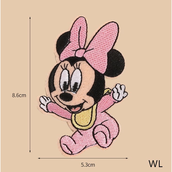 Nhãn Dán Ủi Quần Áo Thêu Hình Thương Hiệu Hoạt Hình Cổ Điển Có Thể Ủi Bằng Tay fujiya girl tramp mickey minnie