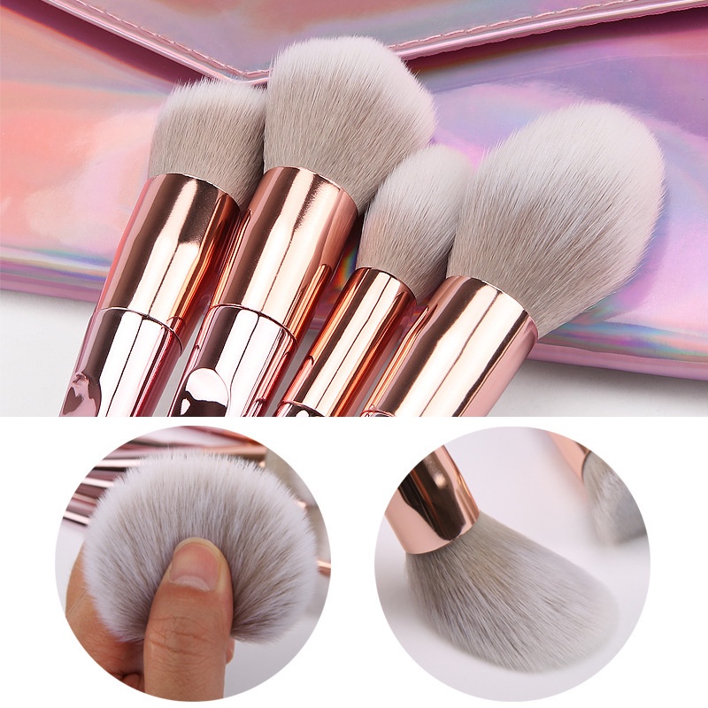 WET N WILD Bộ 10 Cọ Trang Điểm Ướt Và Khô Màu Vàng Hồng Kèm Túi Đựng