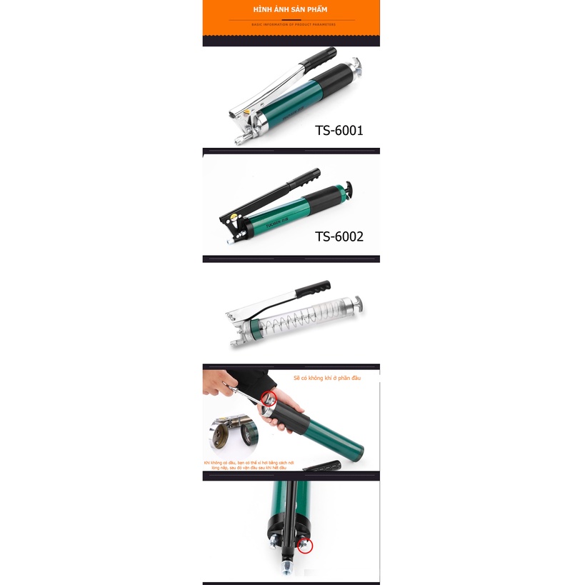 Thiết bị bơm mỡ đơn, bơm mỡ đôi bằng tay 600cc Tuosen - Chính hãng TUOSEN
