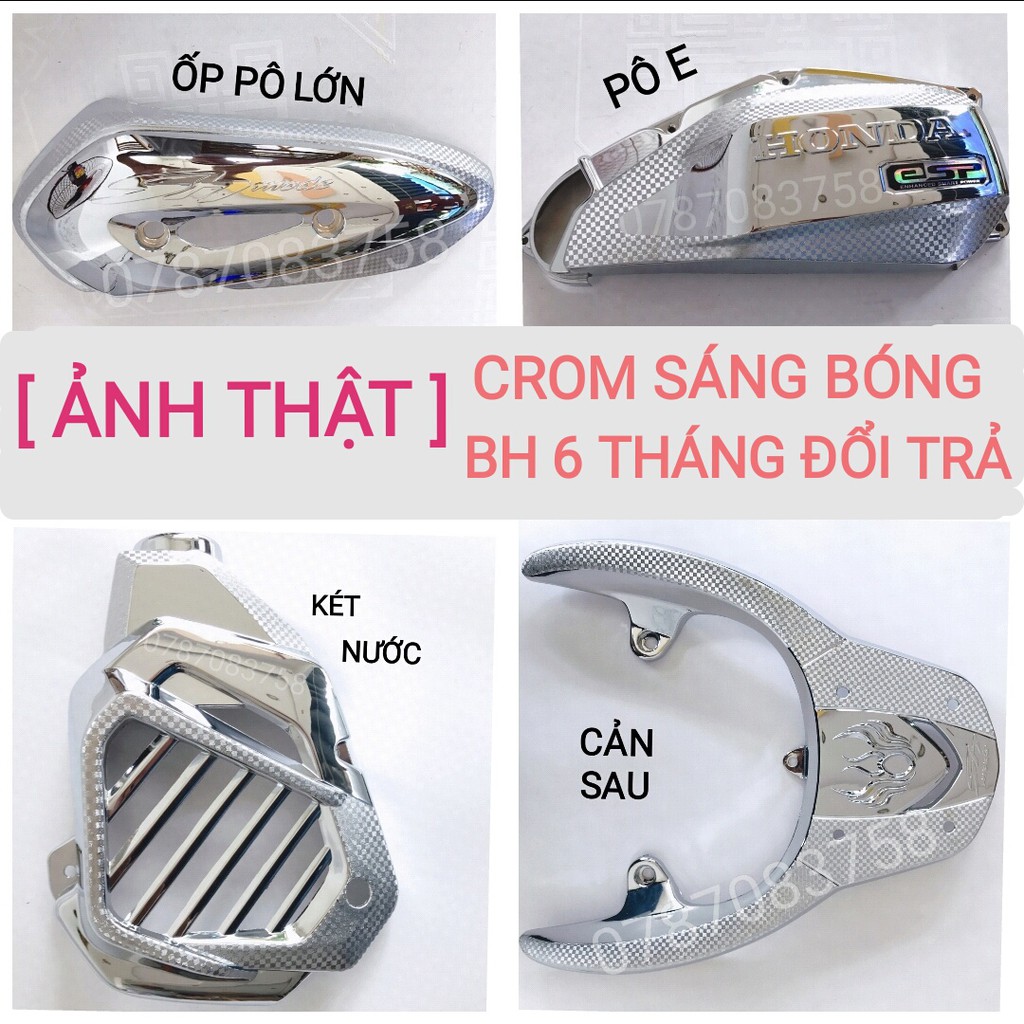 ỐP HÔNG, NẸP SƯỜN SH MODE 2013-2019, Mạ Crom, Xi Chrome, Carbon, cacbon