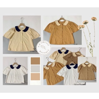 Sơ mi thô cổ bèo Vintage